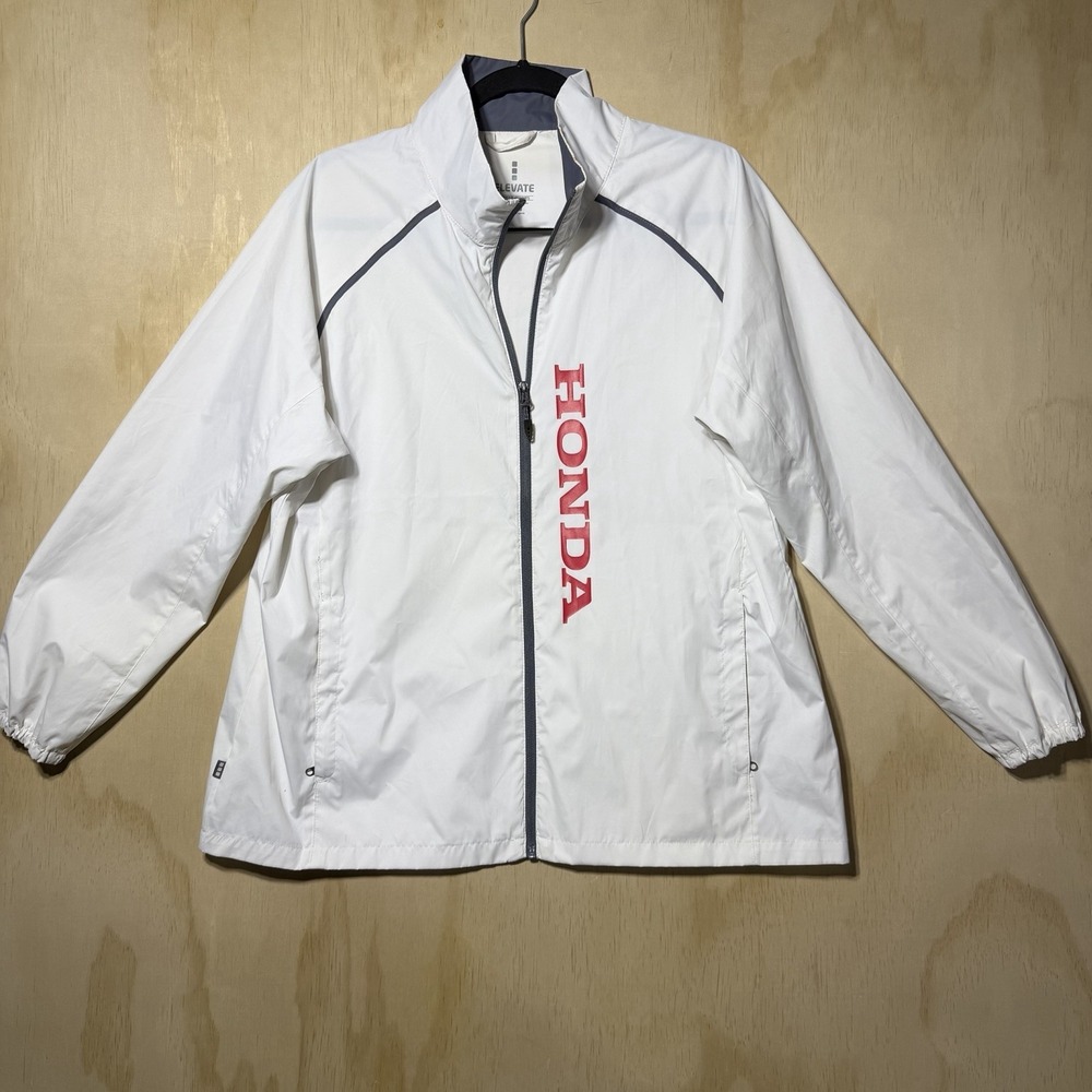Honda Elevate Women's XL‎ White Full Zip Windbreaker Jacket Lightweight